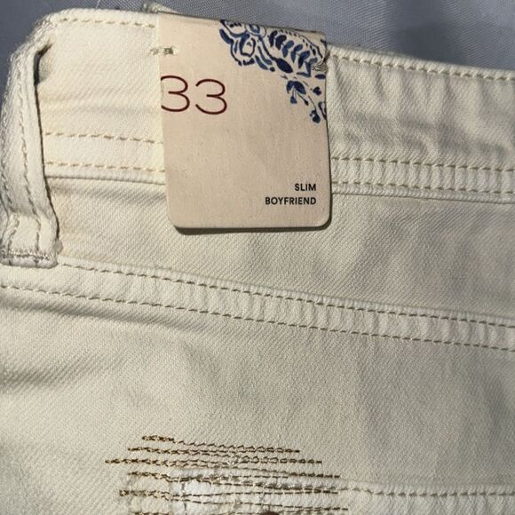 ANTHROPOLOGIE BY PILCRO MID RISE SLIM BOYFRIEND JEANS METALLIC WASH NWT SIZE 33 - Picture 10 of 10